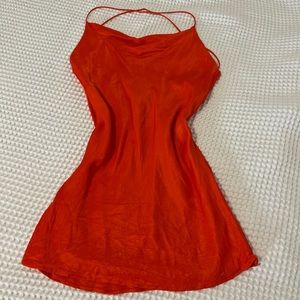 satin open back dress
